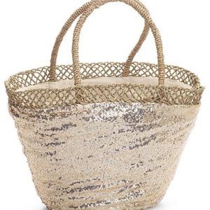 Venus Sequin and Straw Tote